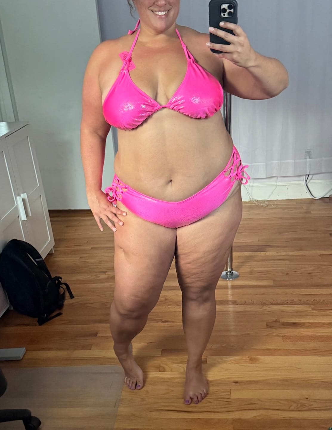 Customer photo review of Pink Margarita Triangle Bikini Top final sale