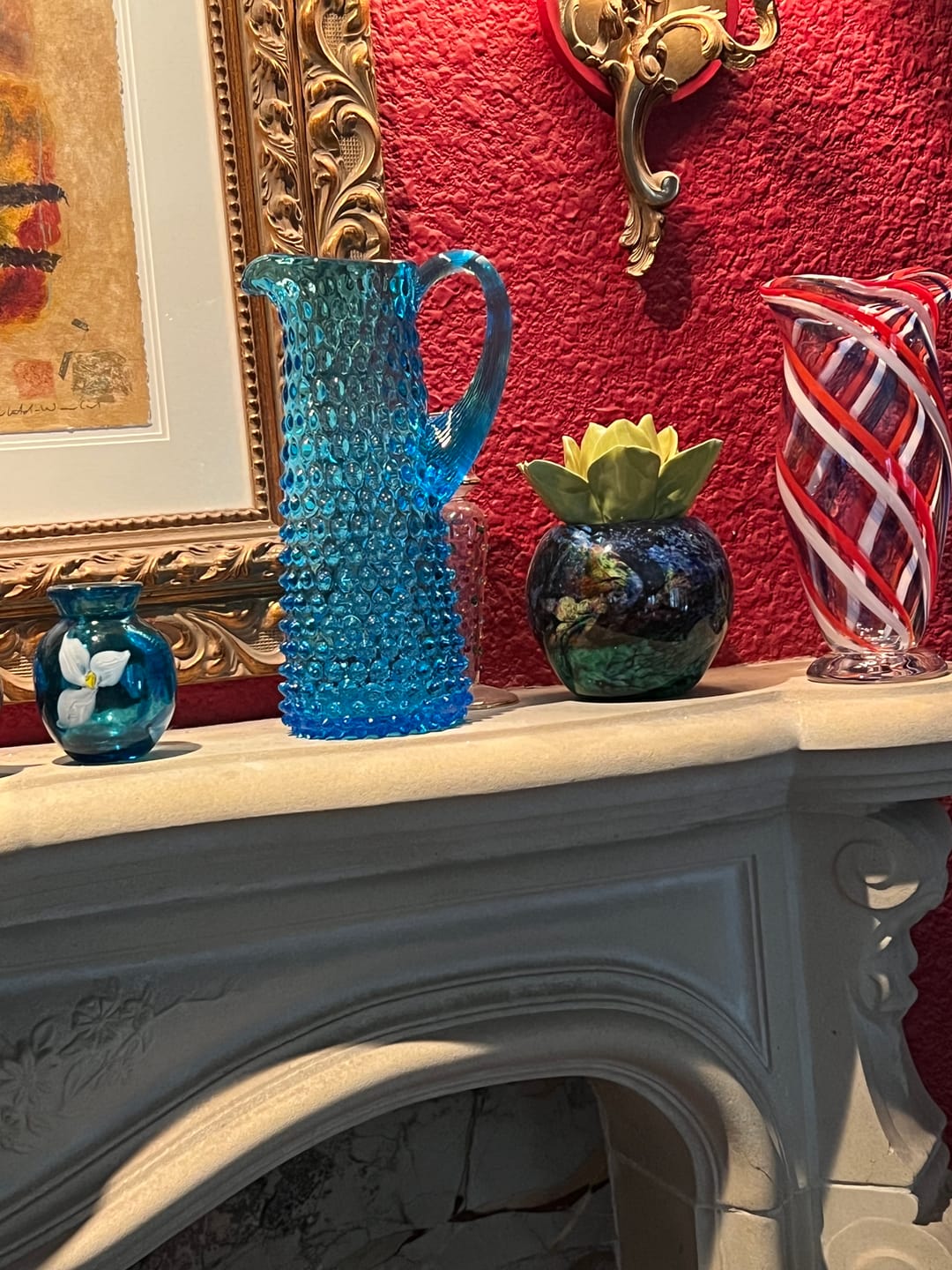 Customer photo review of Azure Hobnail Pitcher