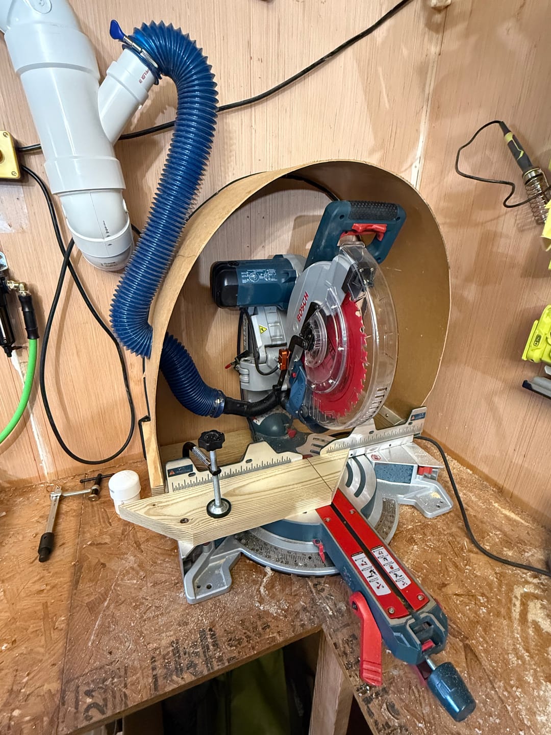 Customer photo review of Dust Collection Chute for Bosch Axial Glide Miter Saw