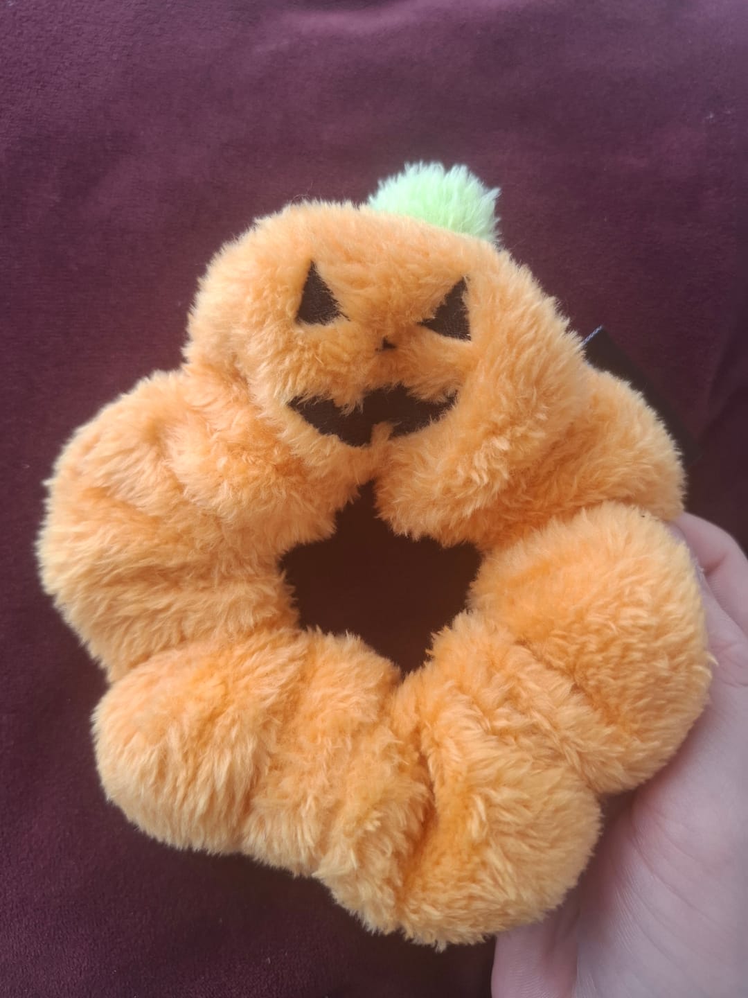Customer photo review of Jack-o'-Lantern Handmade Scrunchie