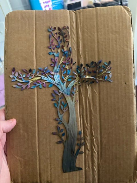 Customer photo review of Christianartworkshop 4-Style Flourishing Cross Metal Wall Art: Growth & Grace in Every Branch