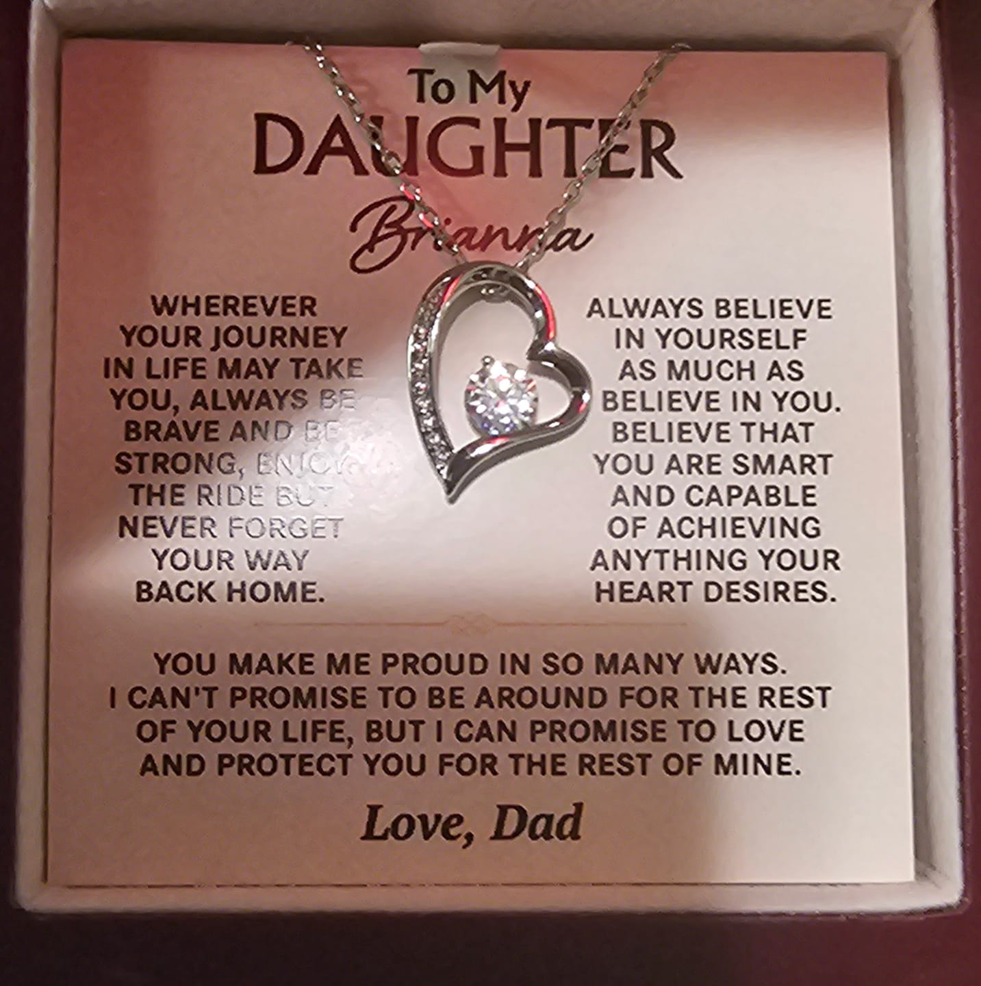 Customer photo review of To My Daughter - Personalized Necklace Gift Set - D17