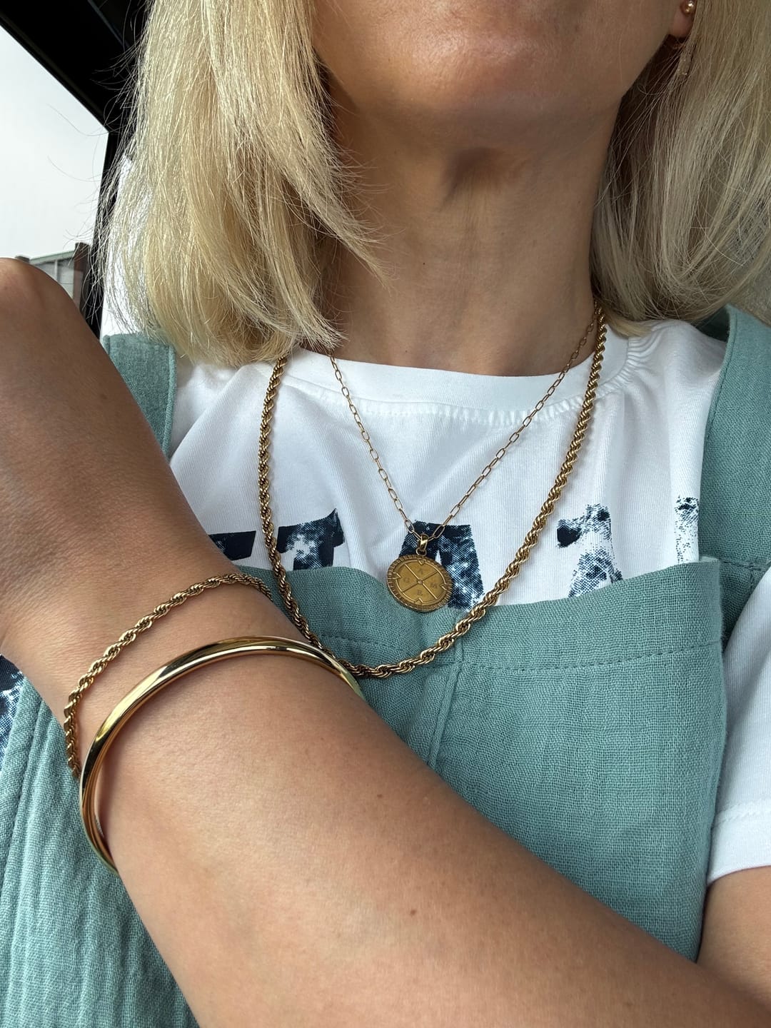 Customer photo review of Classic Chunky Gold Bangle
