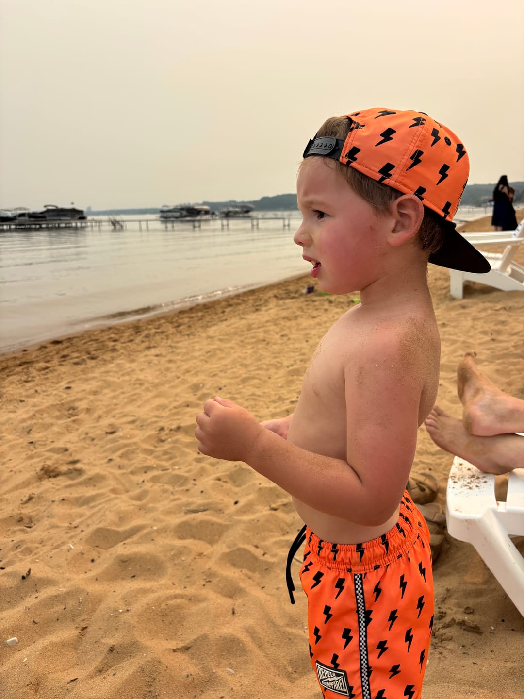 Customer photo review of Hybrid Swim Trunks in Neon Valencia x Jagger