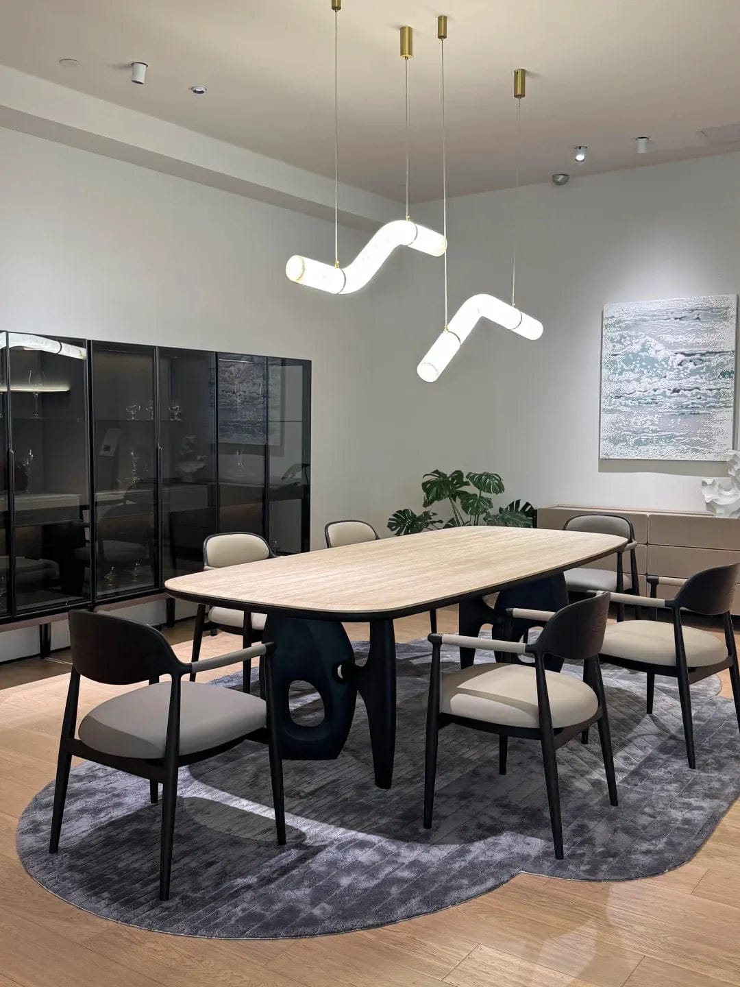 Customer photo review of Streamlined Alabaster Linear And Curved Chandelier