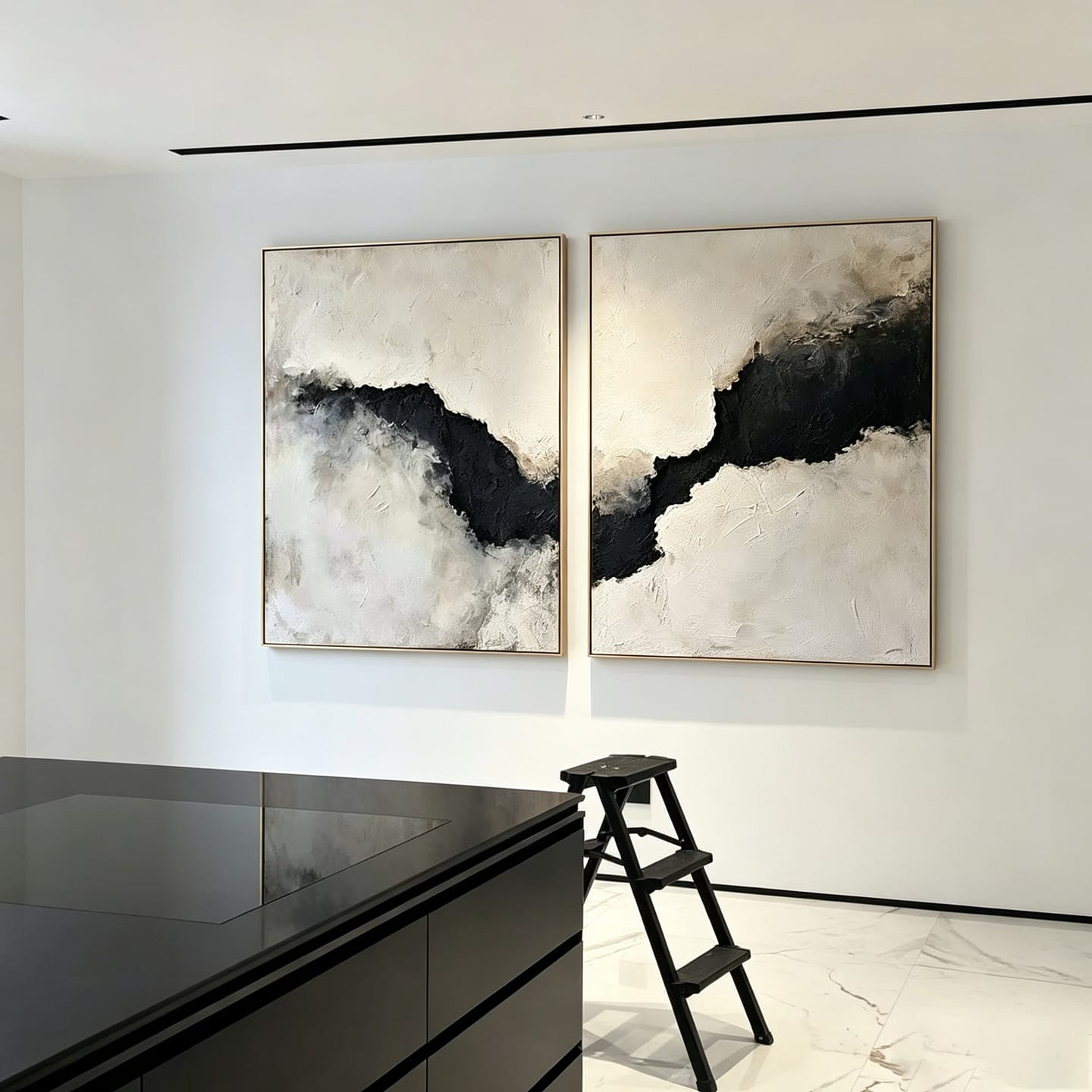 Customer photo review of Shadow Rift-Abstract Diptych Painting