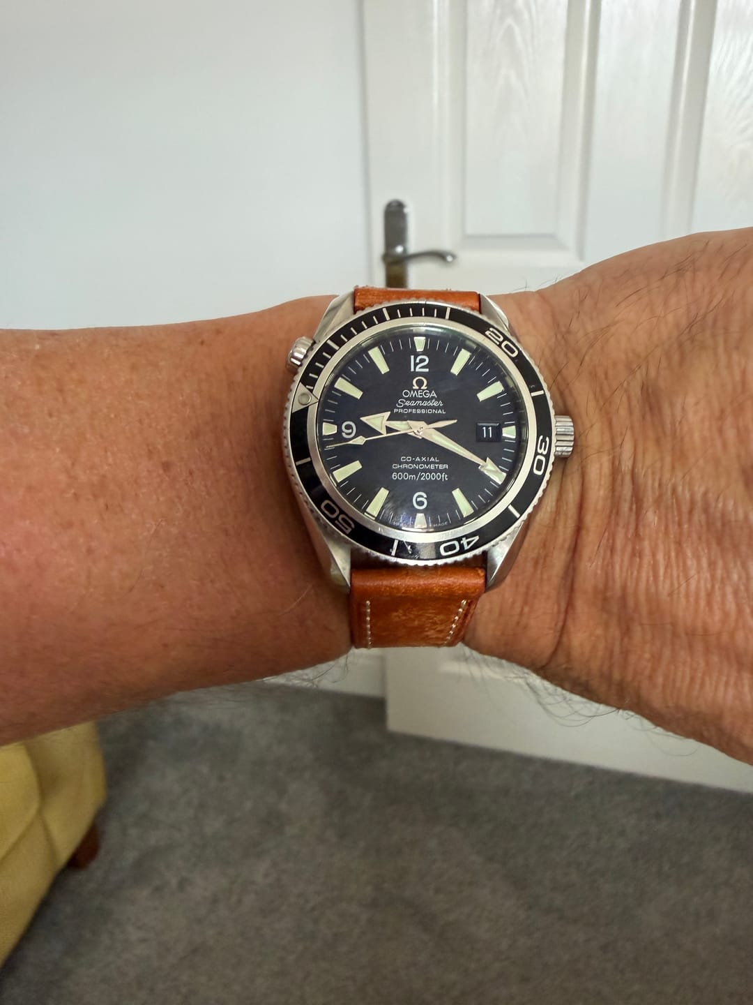 Customer photo review of Badalassi Carlo Waxed Cowhide Leather Watch Strap With Contrasting Cream Stitching