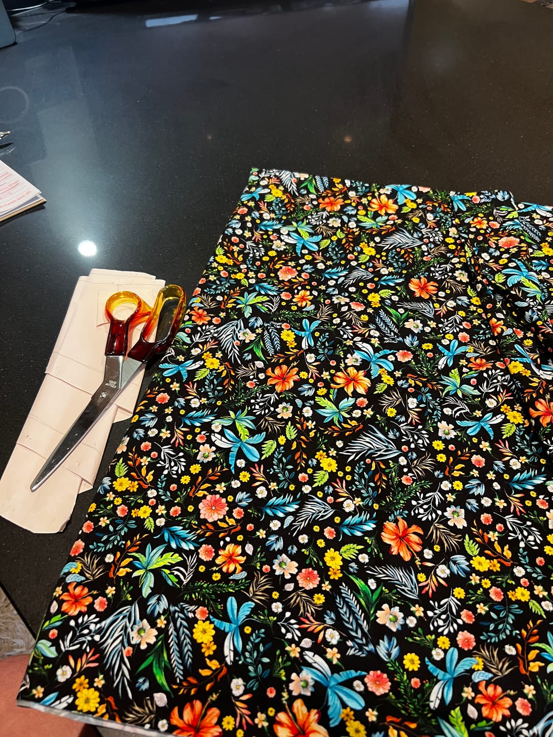 Customer photo review of Busy Floral on Black Bamboo Jersey Fabric