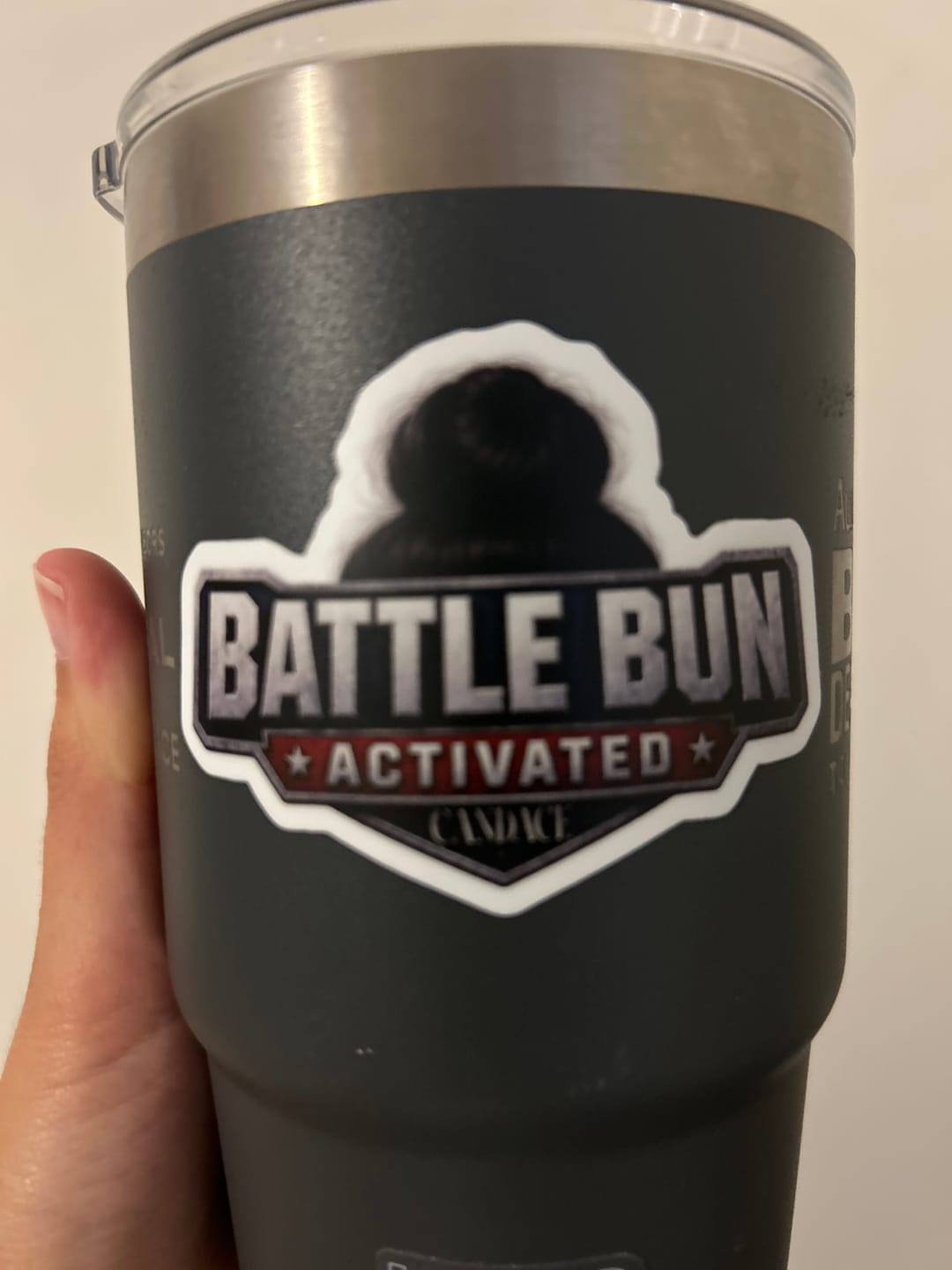 Customer photo review of Battle Bun Activated Logo Sticker