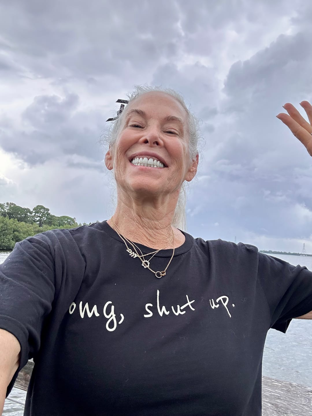 Customer photo review of omg, shut up T-Shirt