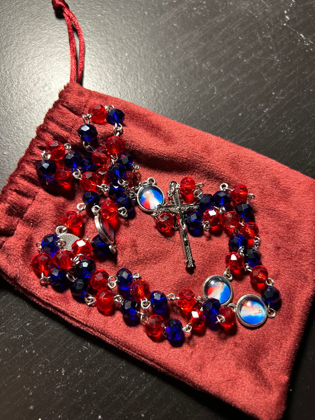 Customer photo review of FREE Today: Vibrant Divine Mercy Rosary with Colored Beads: A Reminder of Heavenly Grace