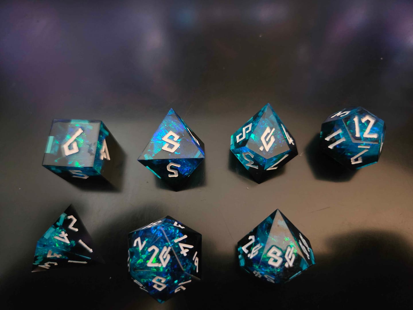 Customer photo review of Moonbeam Sharp-Edged Resin Dice Set