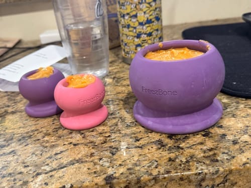Customer photo review of Freezball - Durable Fillable Dog Chew Bone