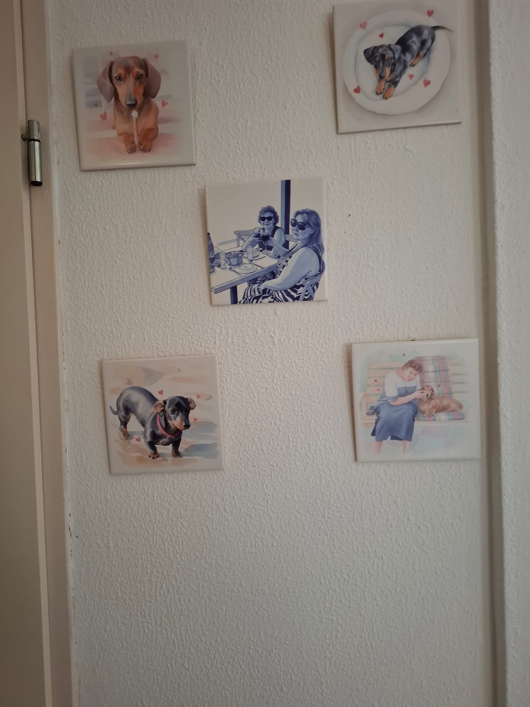 Customer photo review of Gepersonaliseerd tegeltje - Aquarel met hartjes