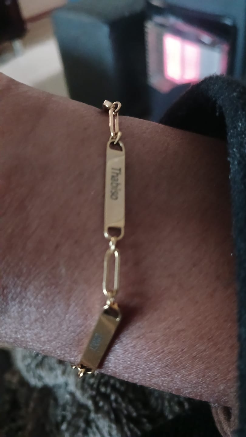Customer photo review of Custom Name Bar Bracelet