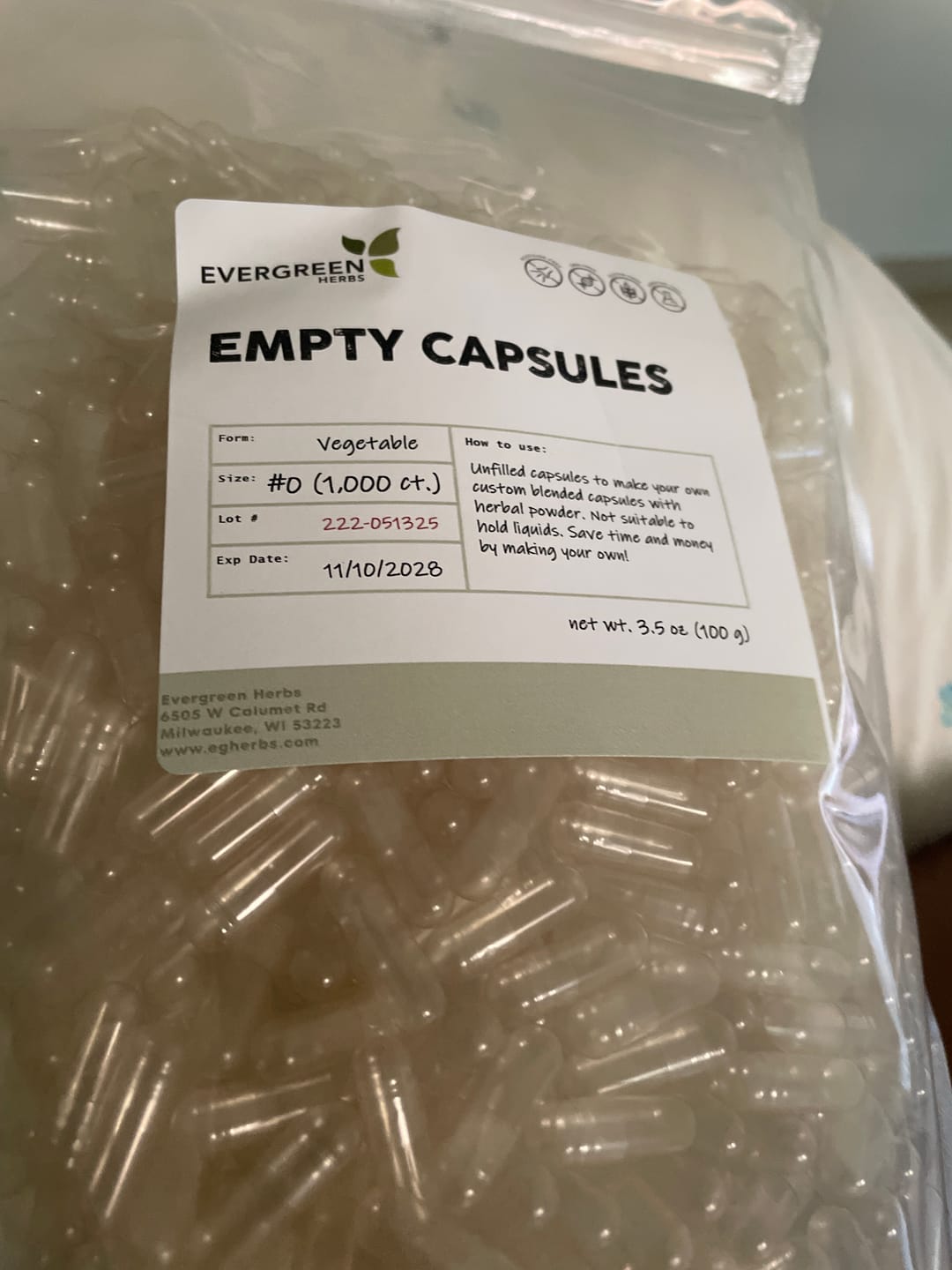 Customer photo review of Vegetable Capsules (1,000 count)