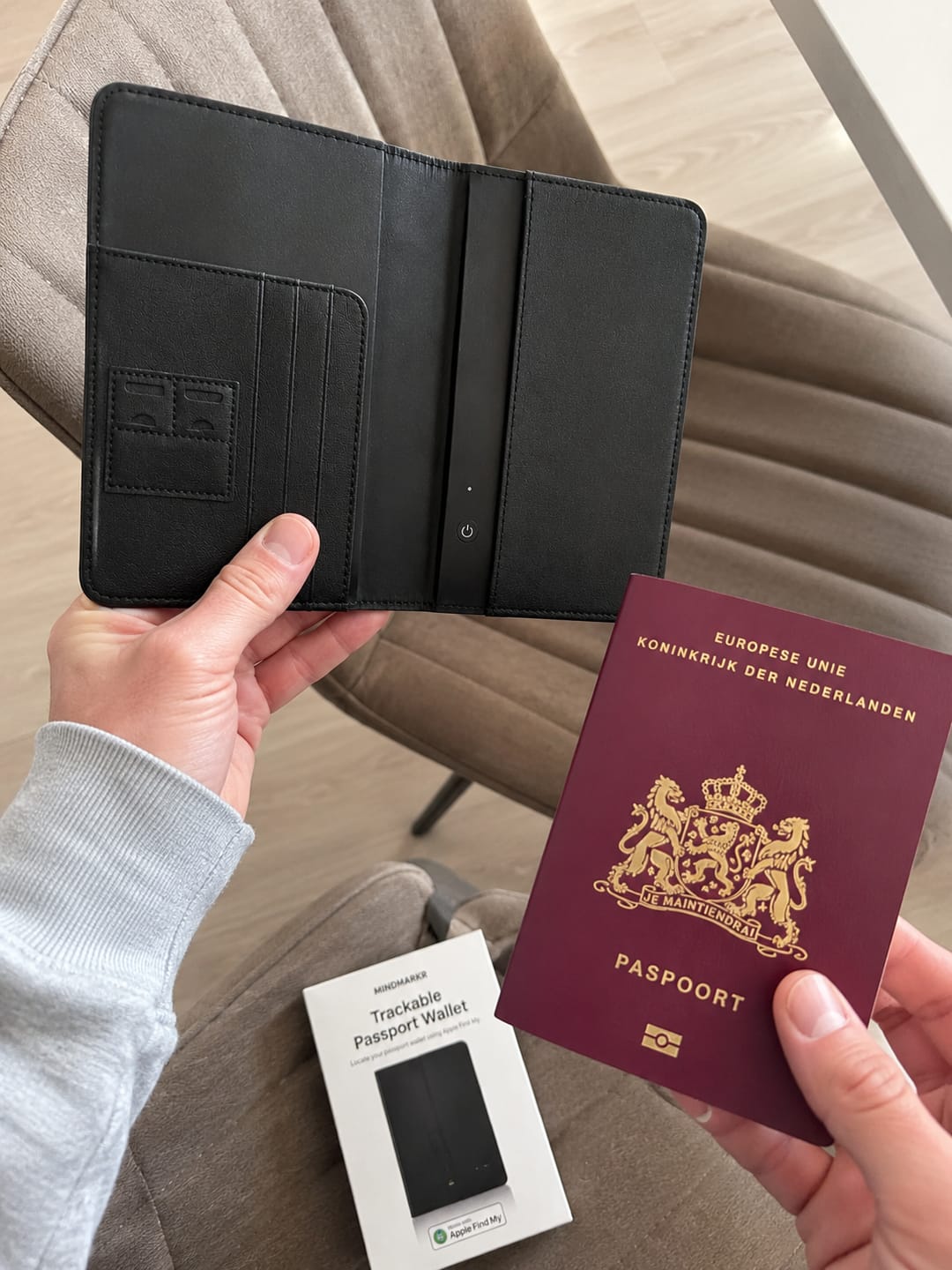 Customer photo review of Passport Trackable Wallet