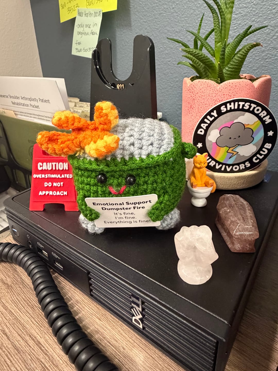 Customer photo review of Caution Overstimulated Do Not Approach (Red Mini Desk Sign)