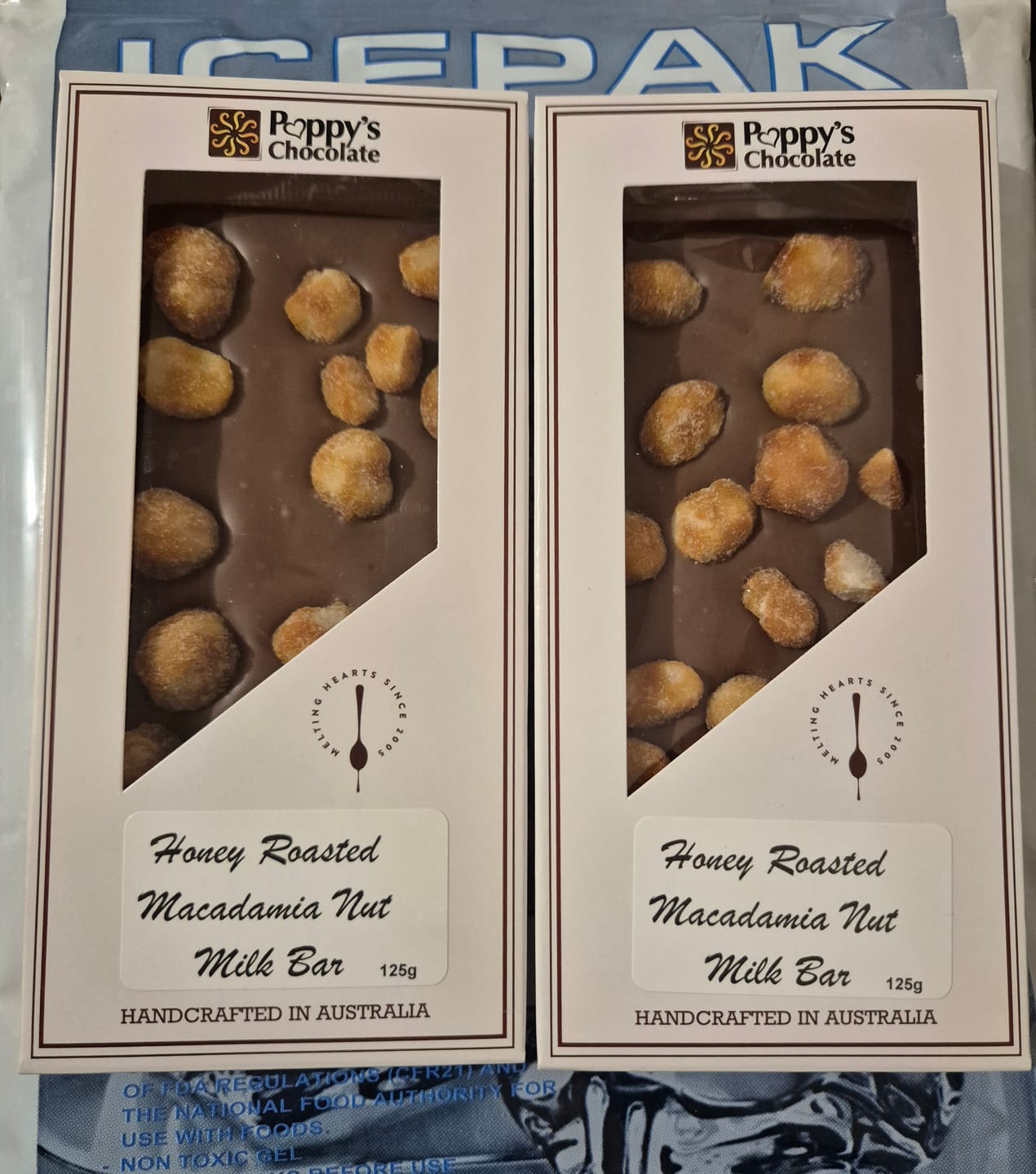 Customer photo review of Honey Roasted Macadamias and Milk Chocolate Block 125g