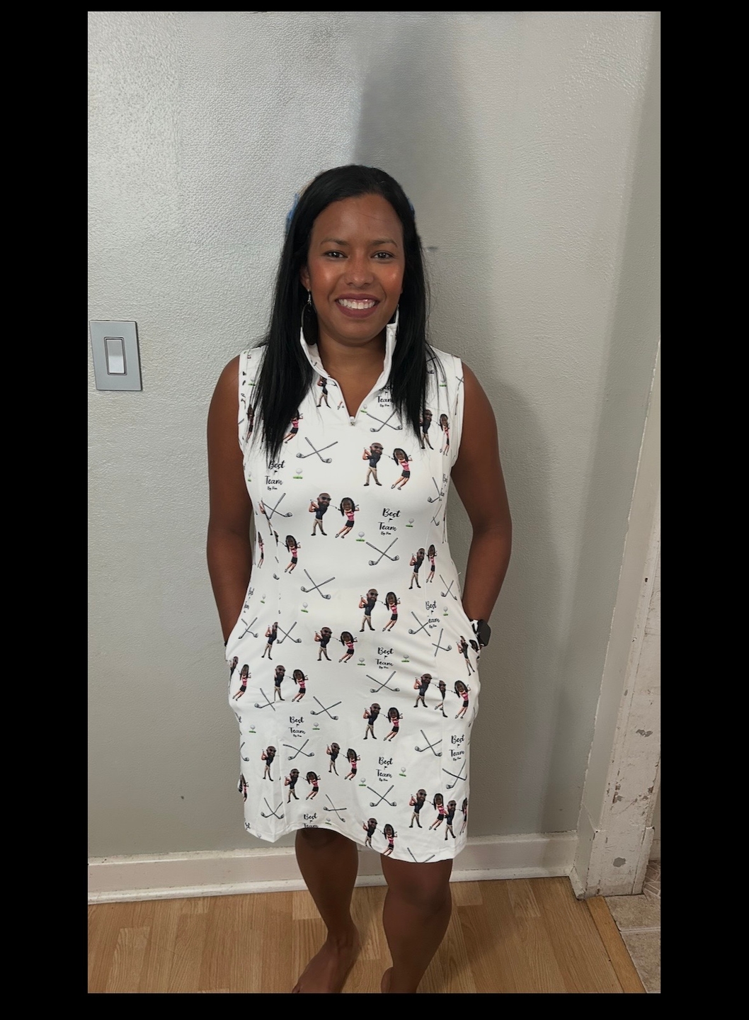 Custom Photo Face & Your Name Women's Golf Sleeveless Zipper Dresses Comes with separate matching shorts golf outfit inspiration from Golf Gentry