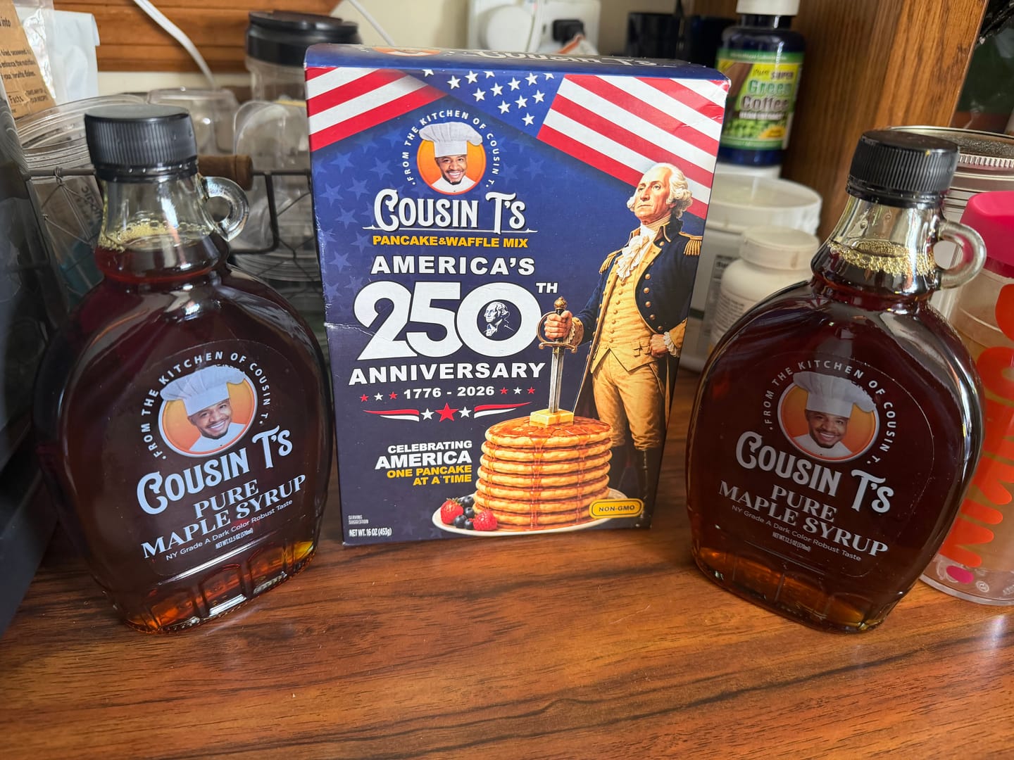 Customer photo review of Cousin T's 250th Anniversary Pancake & Syrup Bundle