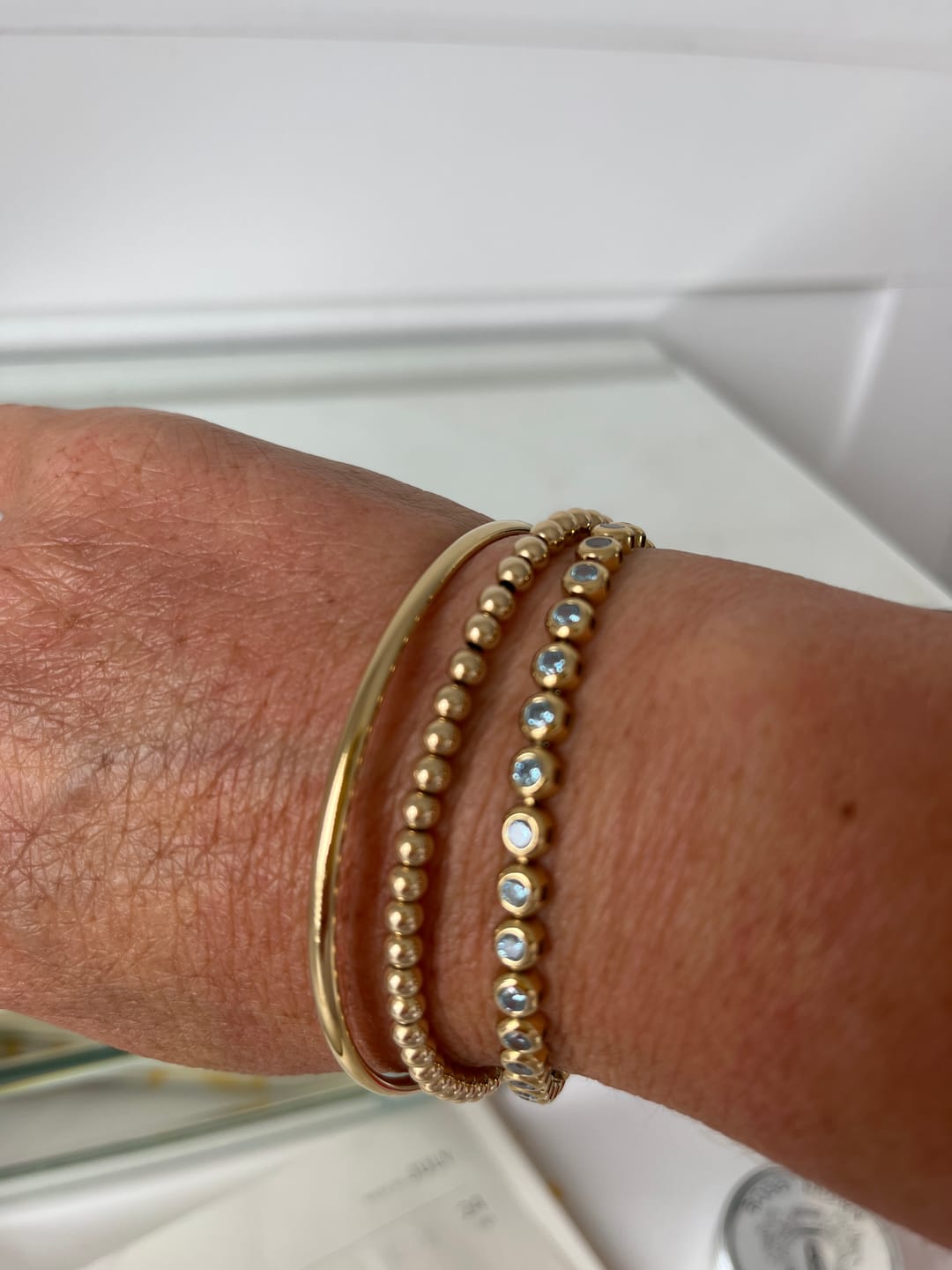 Customer photo review of Classic Bezel Tennis Bracelet Aquamarine