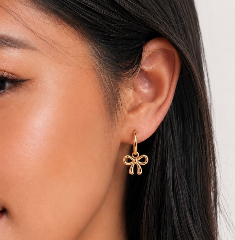 Customer photo review of The Marie Bow Earrings