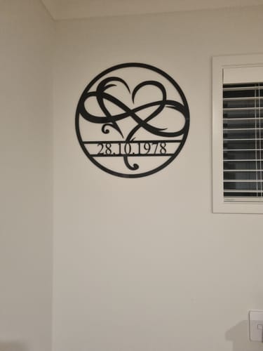 Customer photo review of Personalised Infinity Heart Wall Art