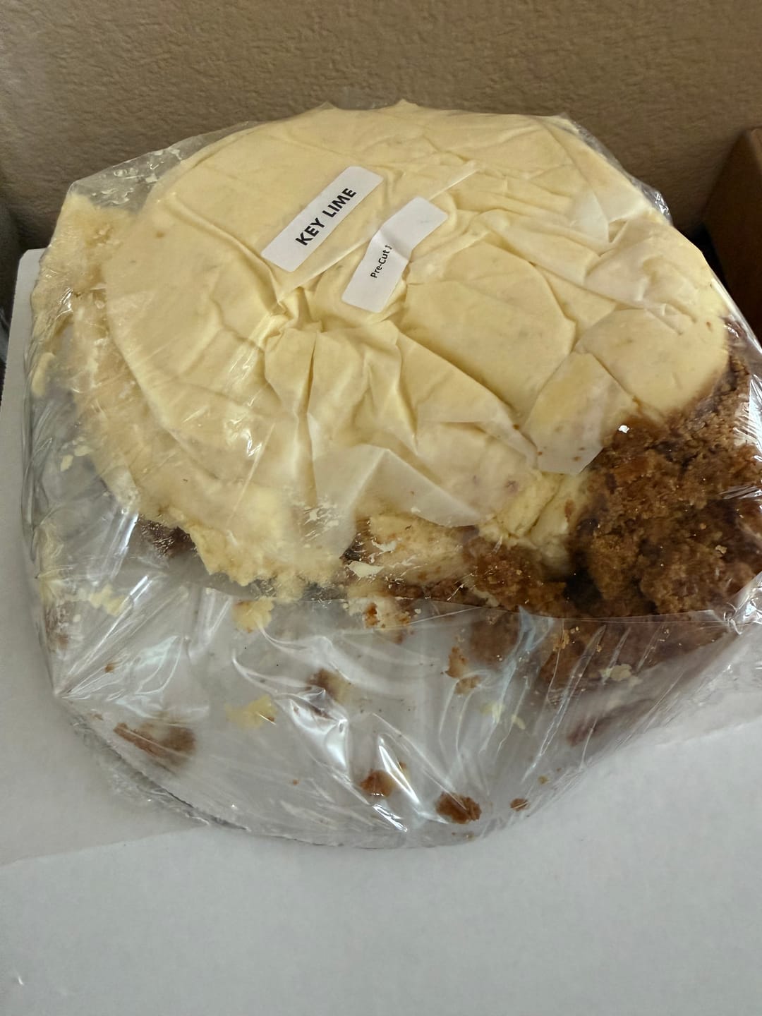 Customer photo review of Key Lime Cheesecake