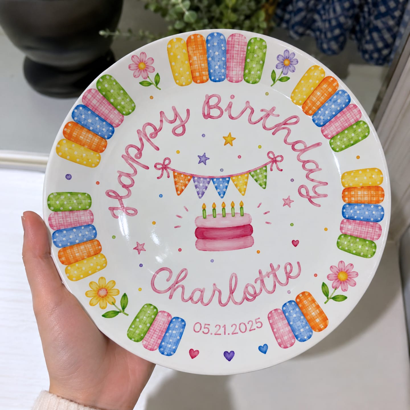 Customer photo review of Rainbow Candy with Cake Personalized Birthday Plate P664QE0