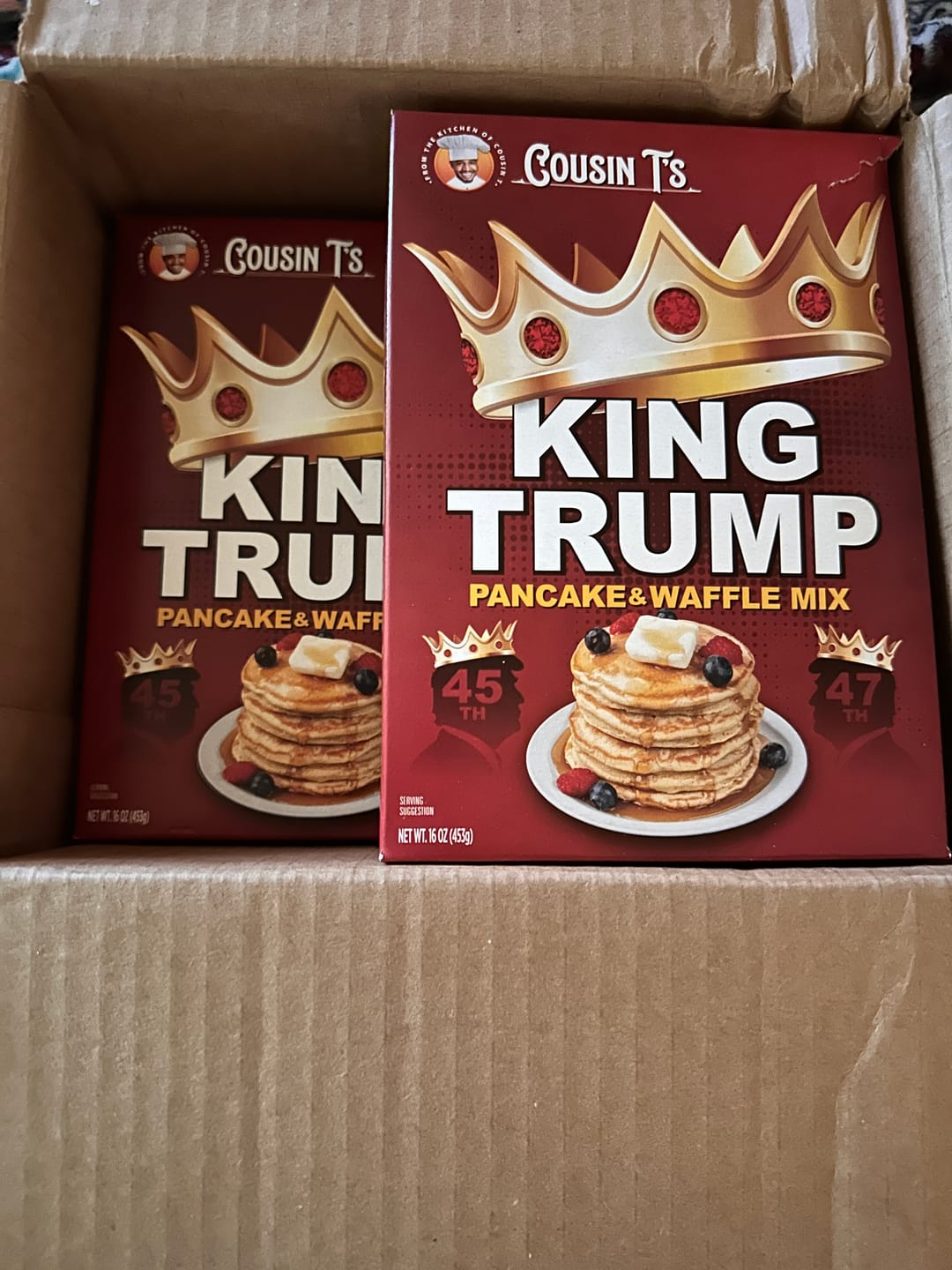 Customer photo review of Cousin T’s - King Trump Pancake & Waffle Mix