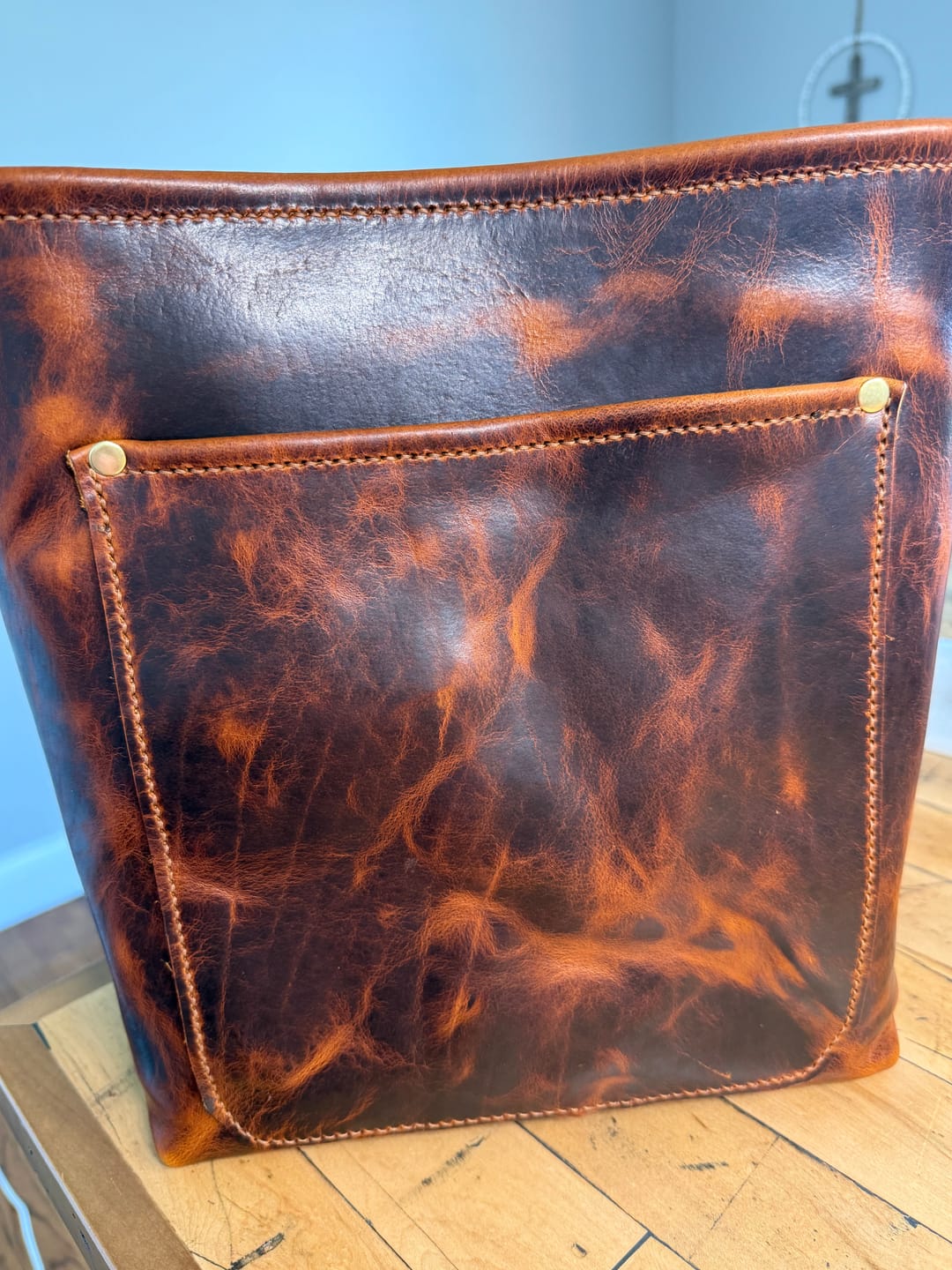 Customer photo review of Waxy Pull-Up Bison, 4.5 oz | Dark Brown