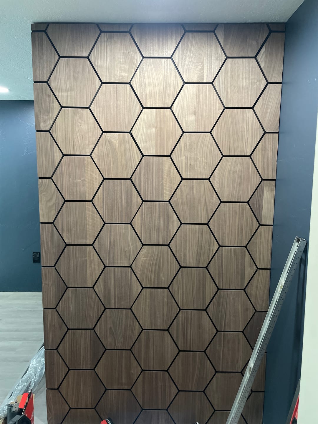 Customer photo review of Hexagon Acoustic Panel | Walnut 32 Inch (4 Panels per Box) | Wall Decor