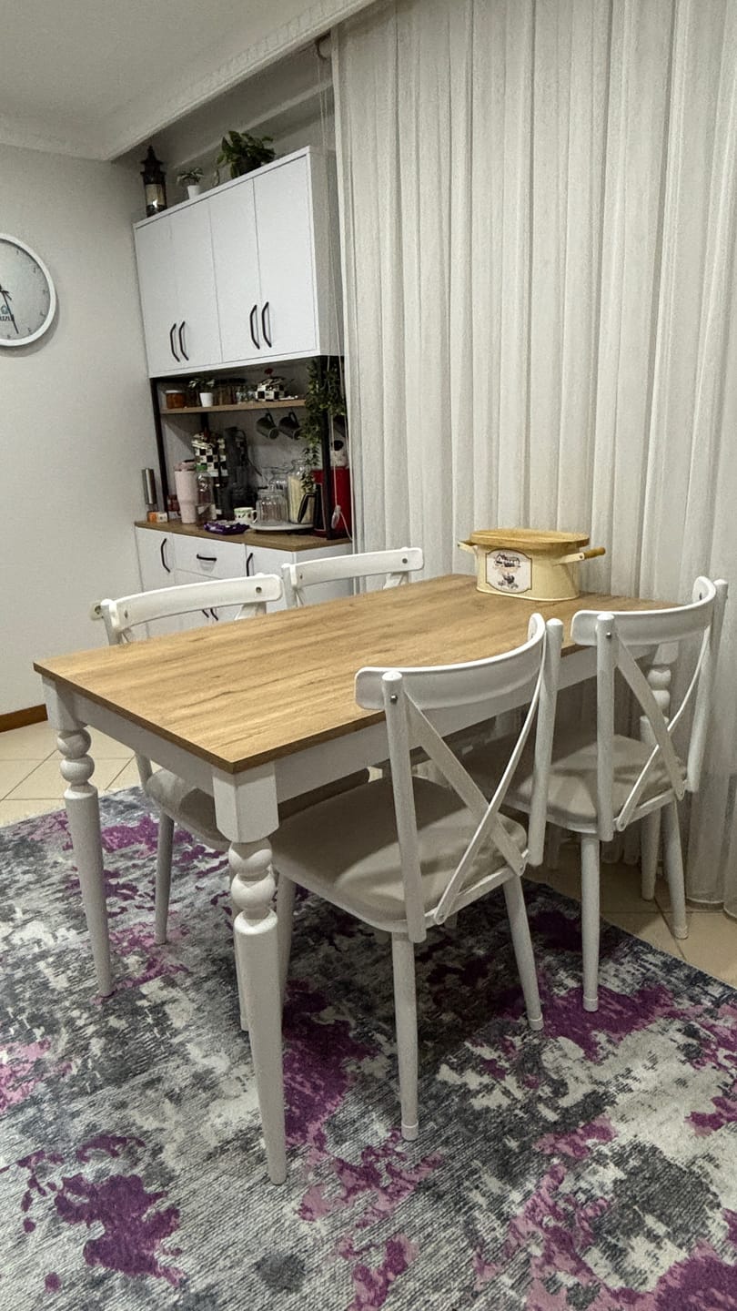 Customer photo review of Rani JC120 Mutfak Masa Sandalye Takımı Sepet Ceviz - Beyaz