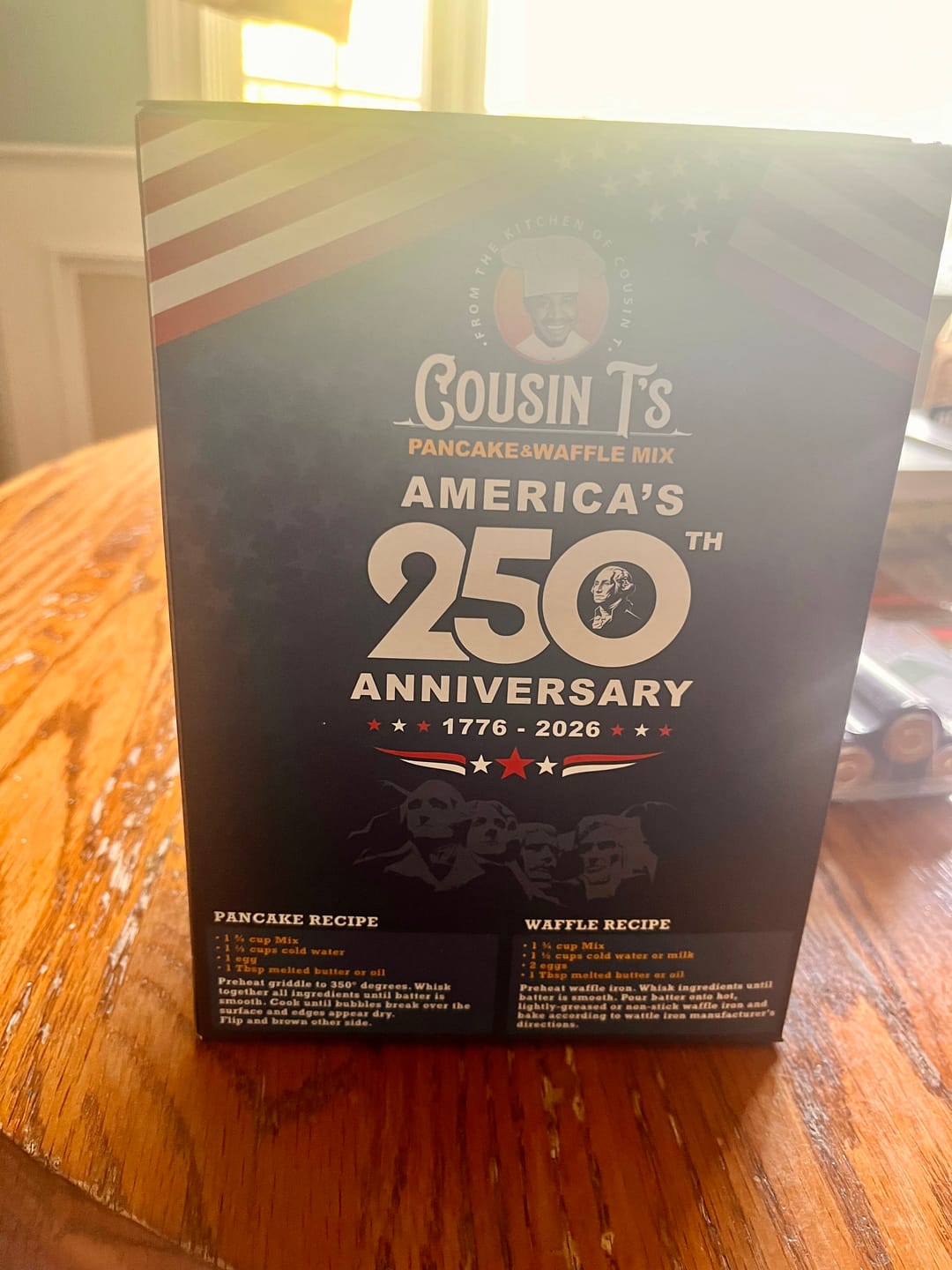 Customer photo review of Cousin T's 250th Anniversary Pancake & Waffle Mix (2 Pack)