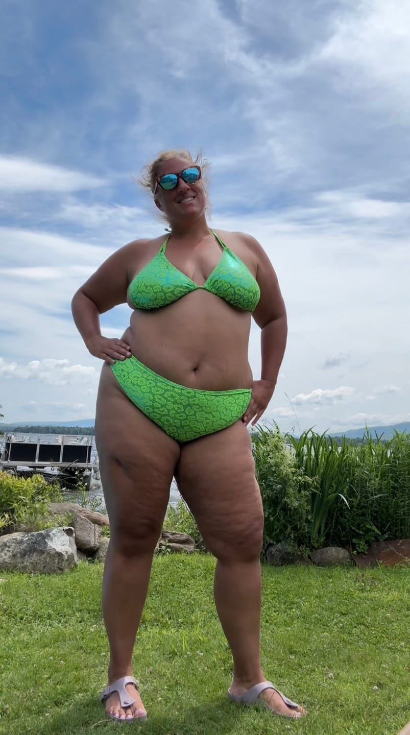Customer photo review of Lime Green Leopard Triangle Top