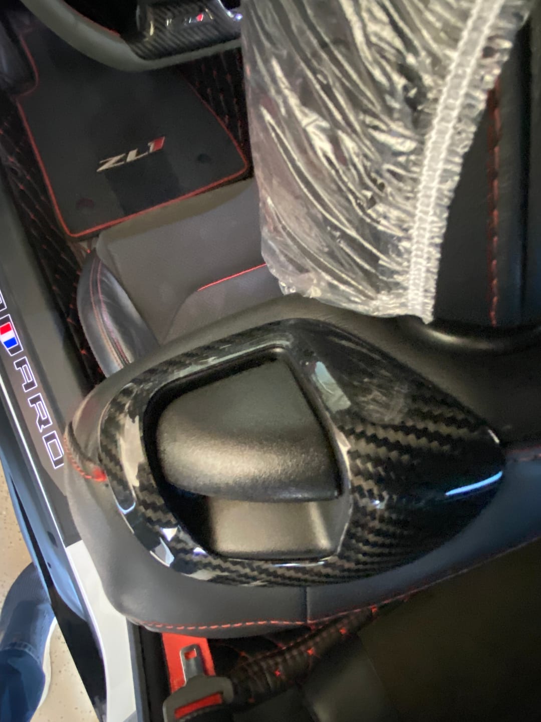Customer photo review of 2016–2024 Chevrolet Camaro Real Carbon Fiber Seat Release Lever Trim & Handle Covers