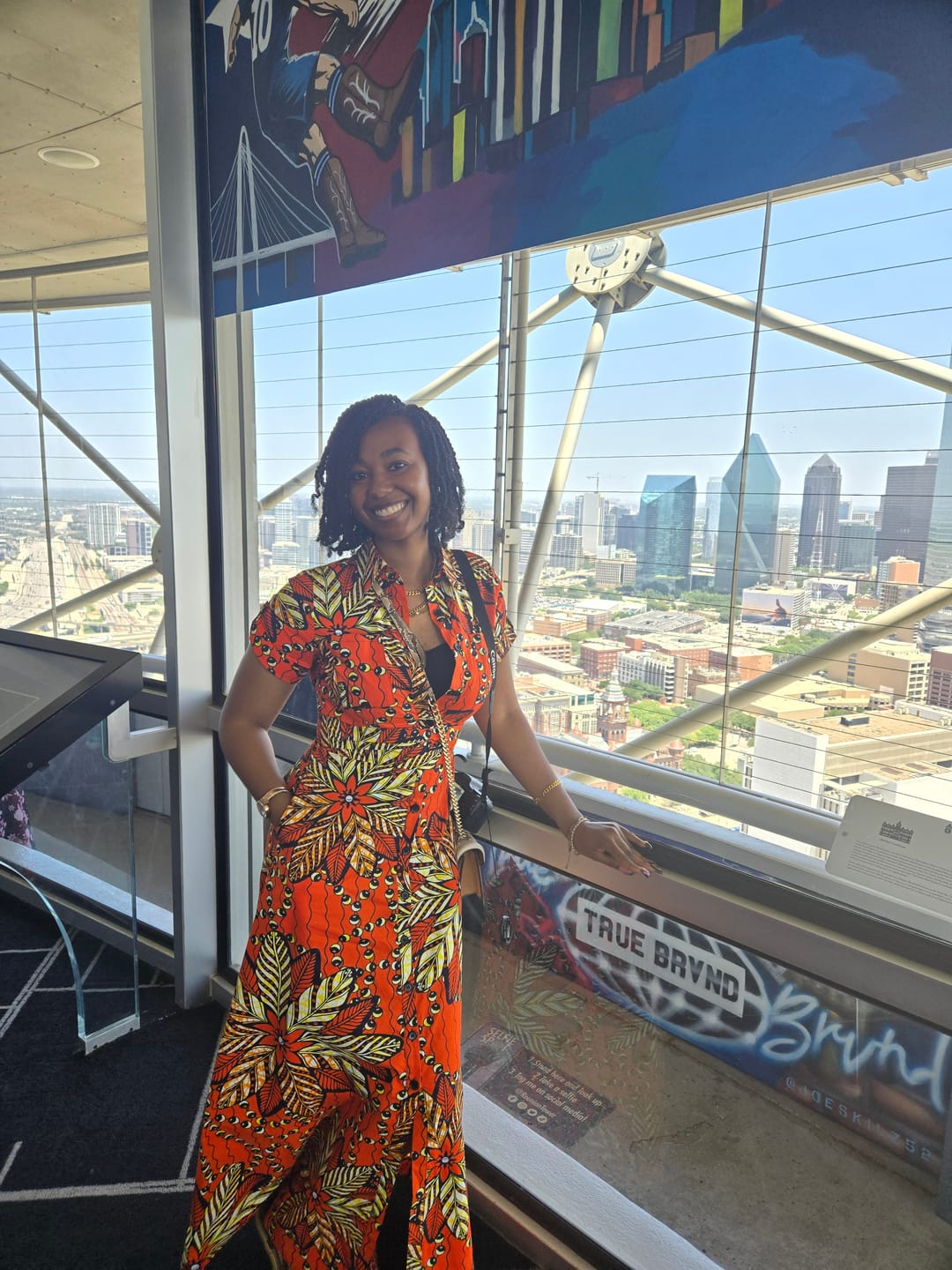 Customer photo review of NANNY AFRICAN PRINT MAXI A-LINE SHIRT DRESS [ORANGE]