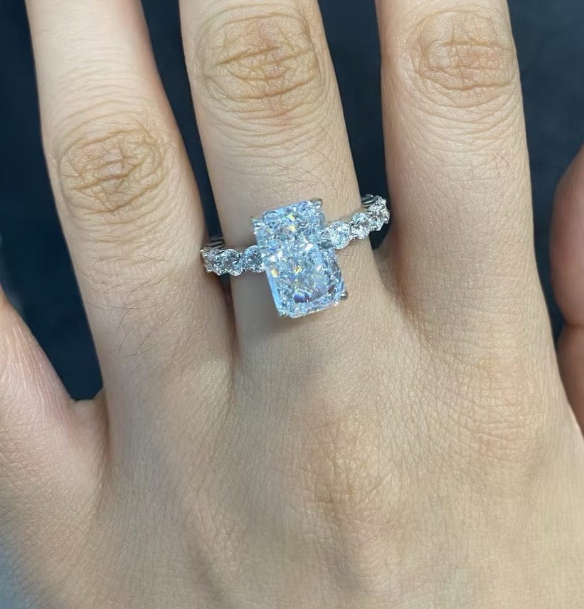 Customer photo review of S925 Moissanite/Simulated Diamond Classic 3.5Ct Radiant Cut Engagement Ring Promise Ring For Her