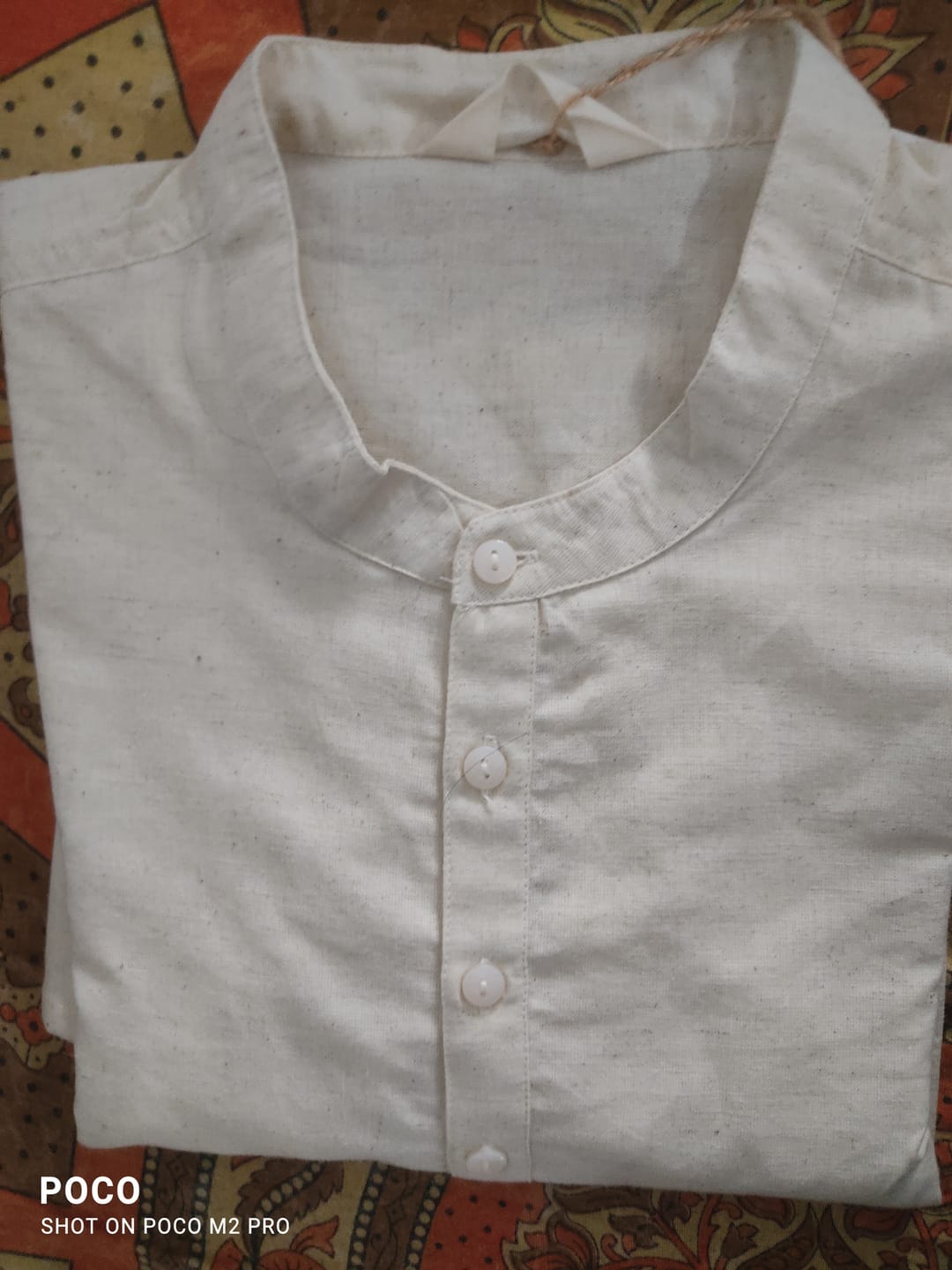 Customer photo review of Men Ecru Airy Linen Short Kurta