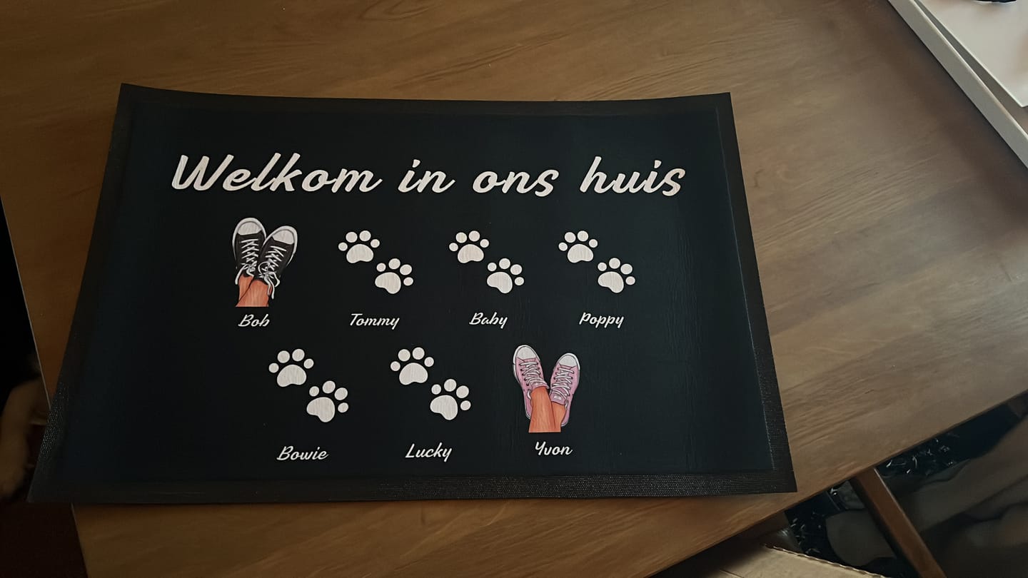 Customer photo review of Schoenen Welkom Deurmat (Droogloopmat) met Namen