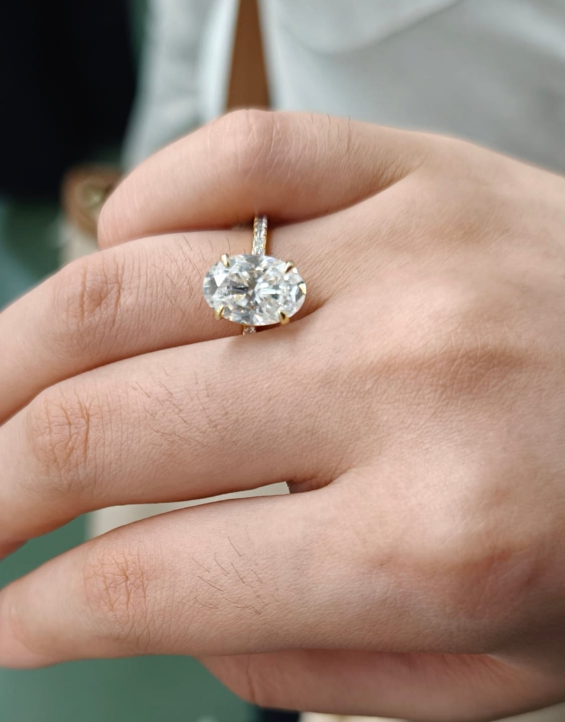 Customer photo review of S925 4.0Ct Oval Cut Classic Hidden Halo Pavé Engagement Ring Promise Ring