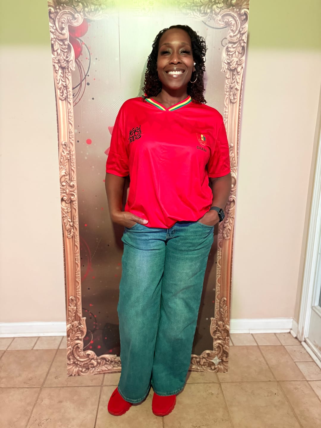 Customer photo review of Ghana Black Star Jersey Red— Ghana Edition (Founders Drop)