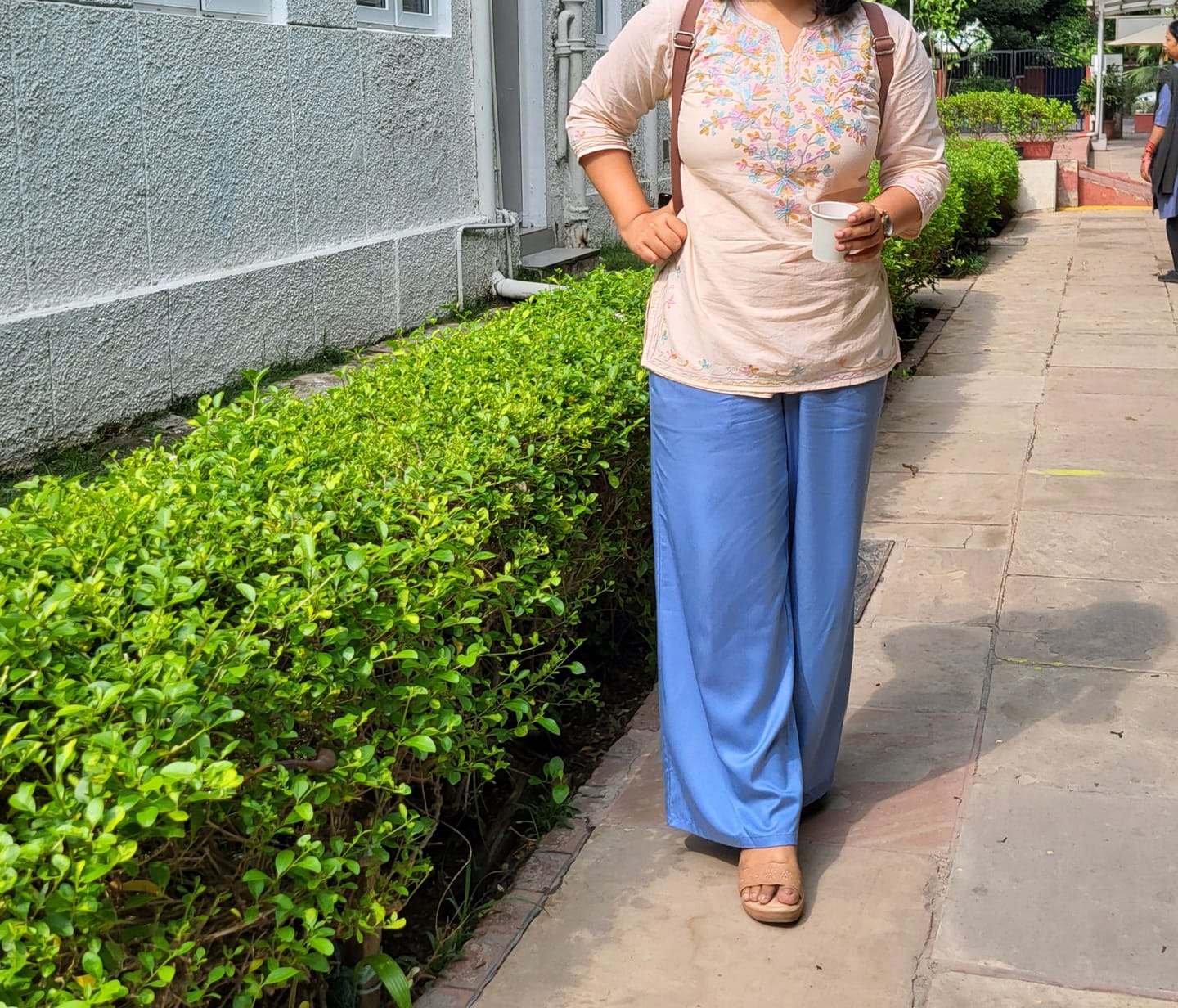 Customer photo review of Women English Blue Viscose Palazzo Pant
