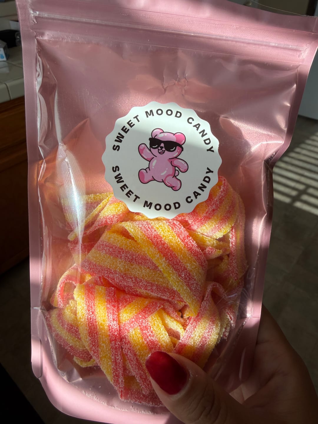 Customer photo review of Just Enough - 
Strawberry Banana Sour Belts