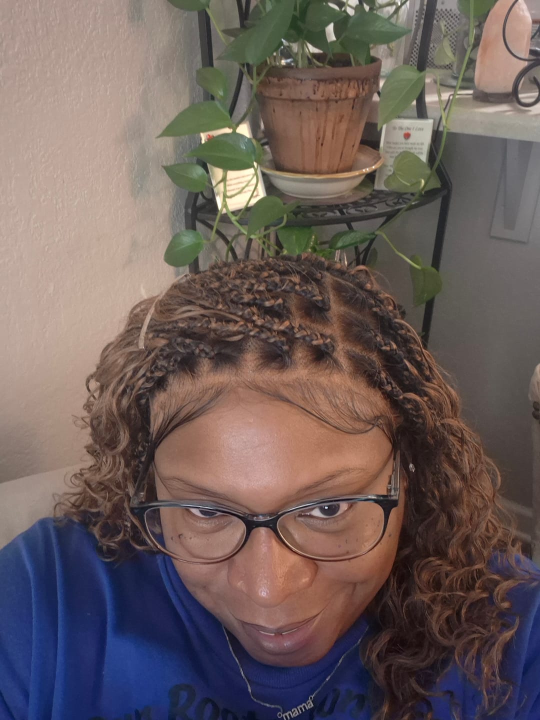 Customer photo review of Kiki - 16" Pre Bleached Swiss HD Lace Human Hair Curls Full Lace Knotless Boho Box Braided Wig