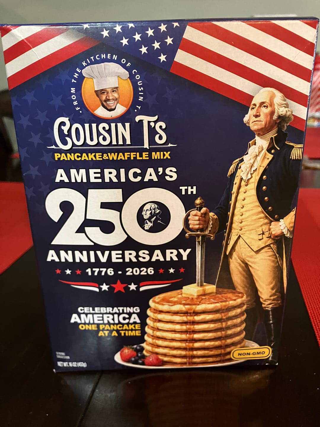 Customer photo review of Cousin T's 250th Anniversary Pancake & Waffle Mix