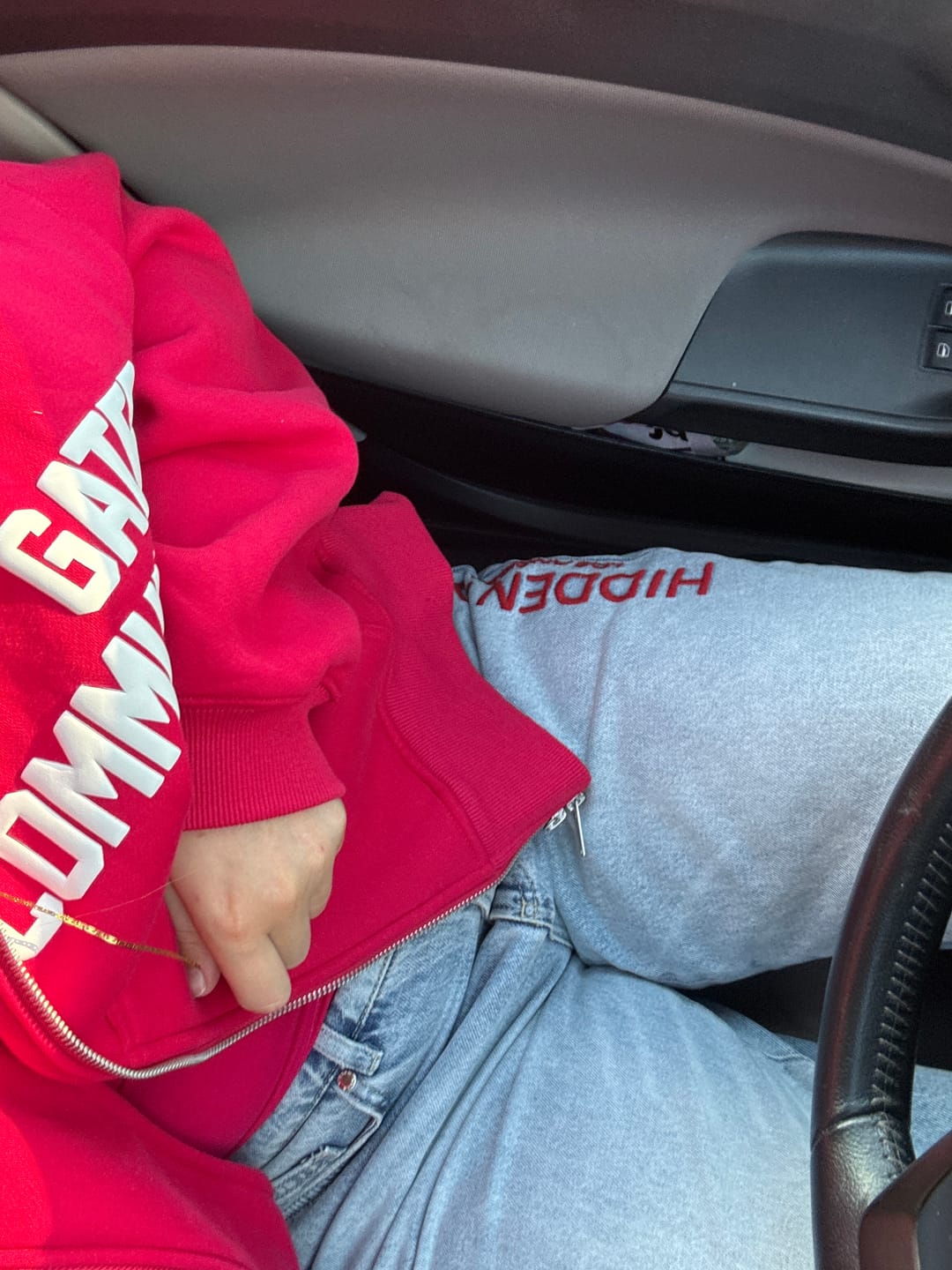Customer photo review of RED EMBROIDERED LOGO JEANS