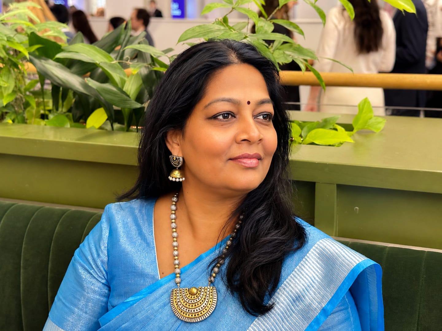 Customer photo review of Pure Handwoven Tissue Linen Saree