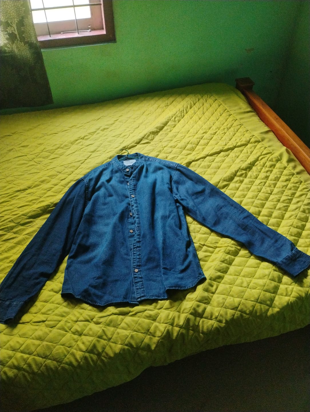 Customer photo review of Mandarin Collar Denim Shirt